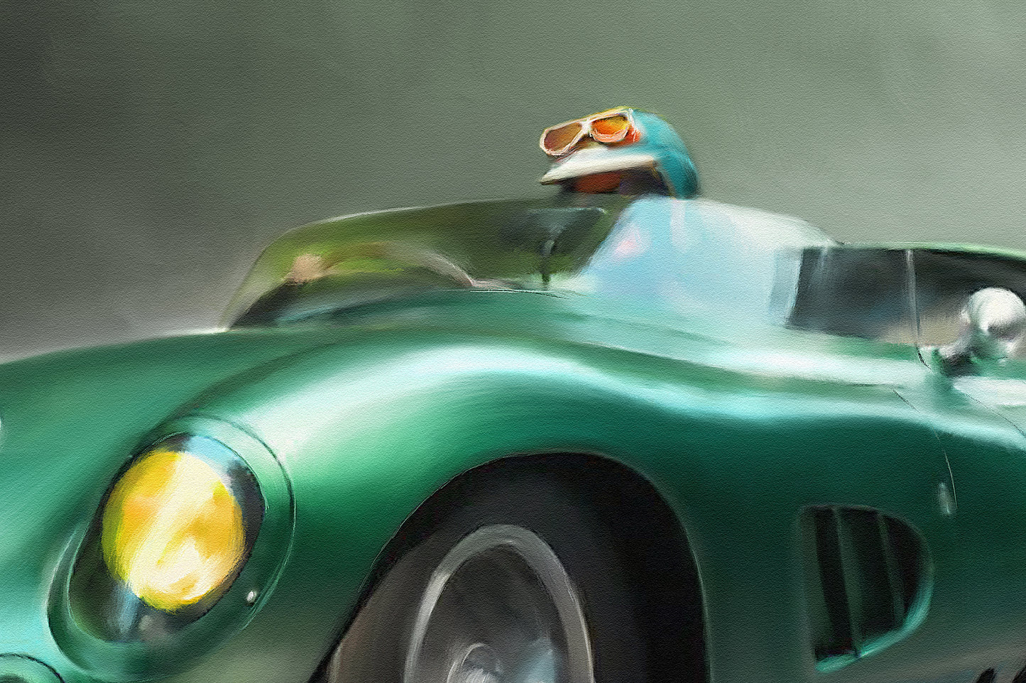 A painting of an Aston Martin DBR1.