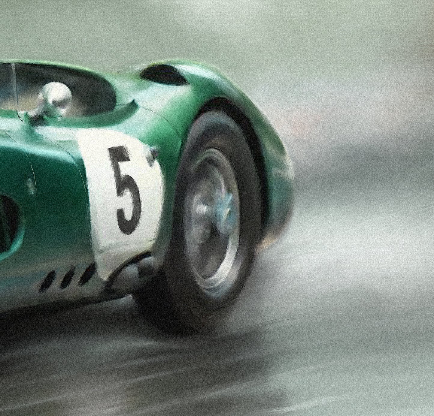 A painting of an Aston Martin DBR1.