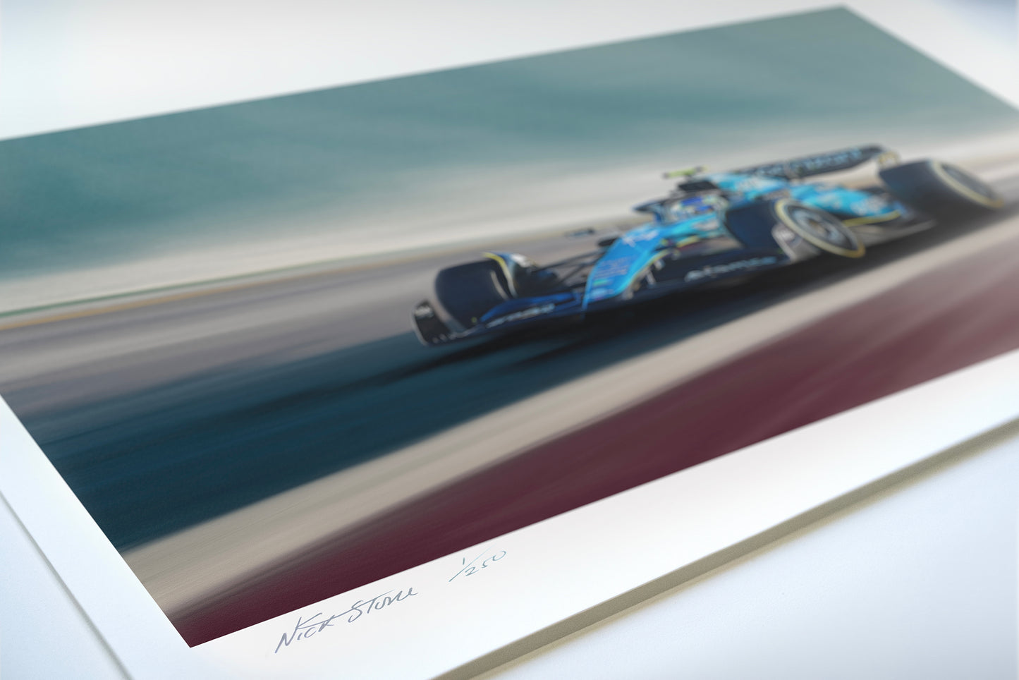 A painting of the Aston Martin 2023 F1 car.