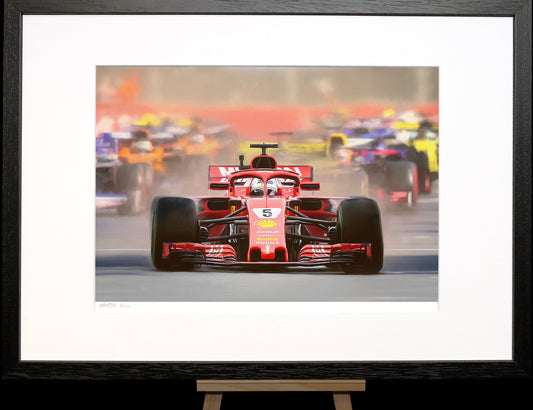 A painting of the Ferrari 2023 F1 car.