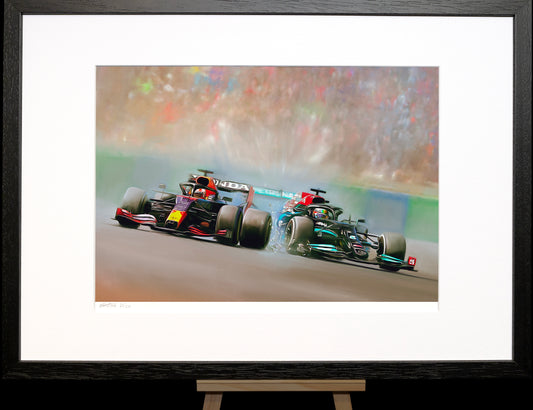 Verstappen vs Hamilton - signed limited edition art print by Nick Stone