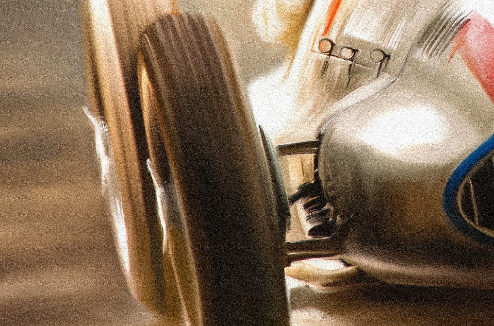 A painting of a Mercedes-Benz W165 classic racing car.