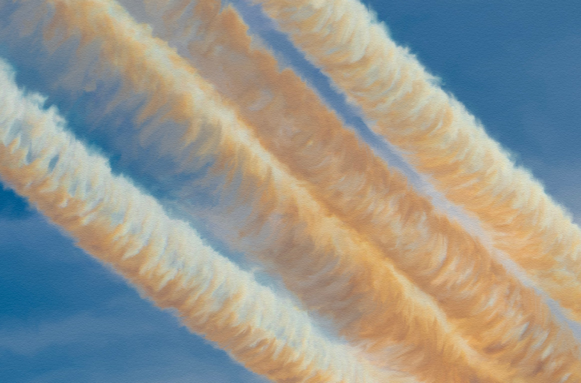 A painting of the Red Arrows.