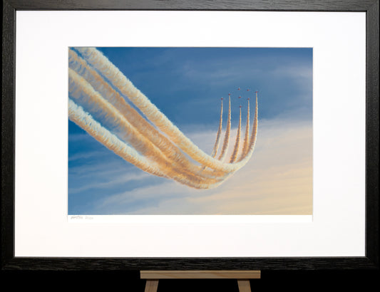 A painting of the Red Arrows.