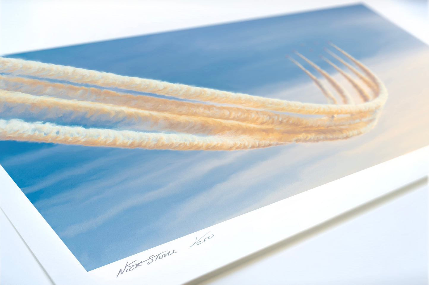 A painting of the Red Arrows.