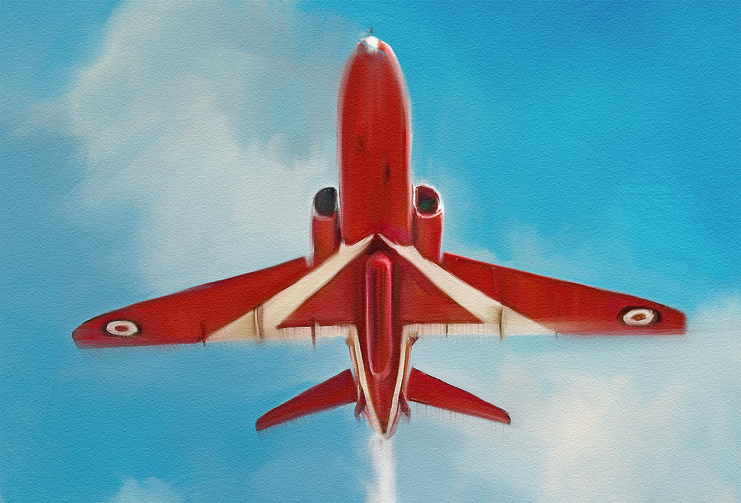 A painting of the Red Arrows