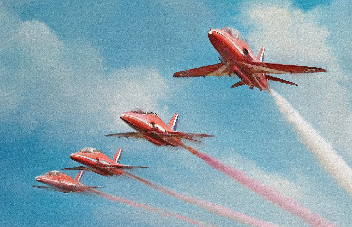 A painting of the Red Arrows
