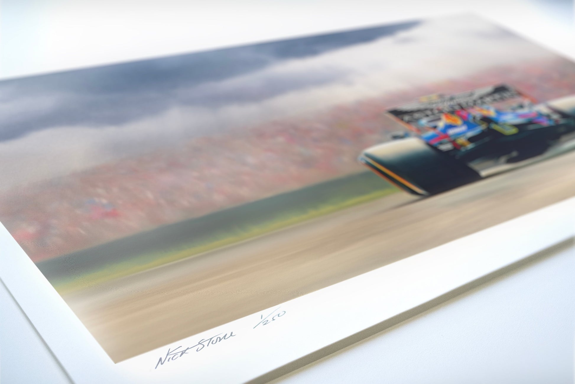 A painting of the Red Bull F1 car as driven by Max Verstappen