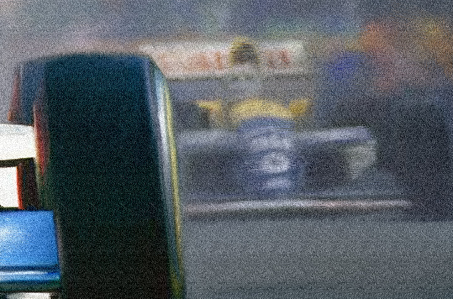 A painting of Ayrton Senna winning at Silverstone in 1988
