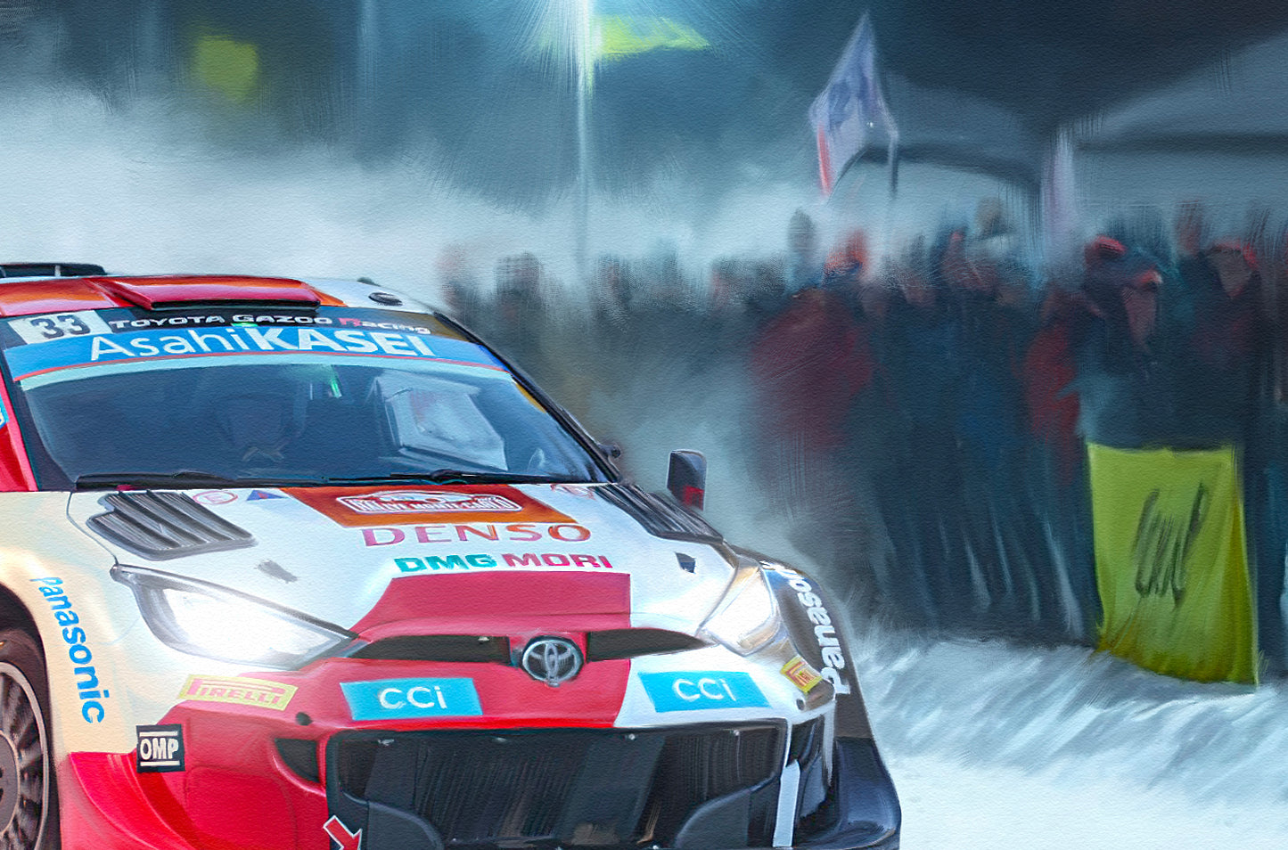 A painting of a Toyota GR1 rally car.