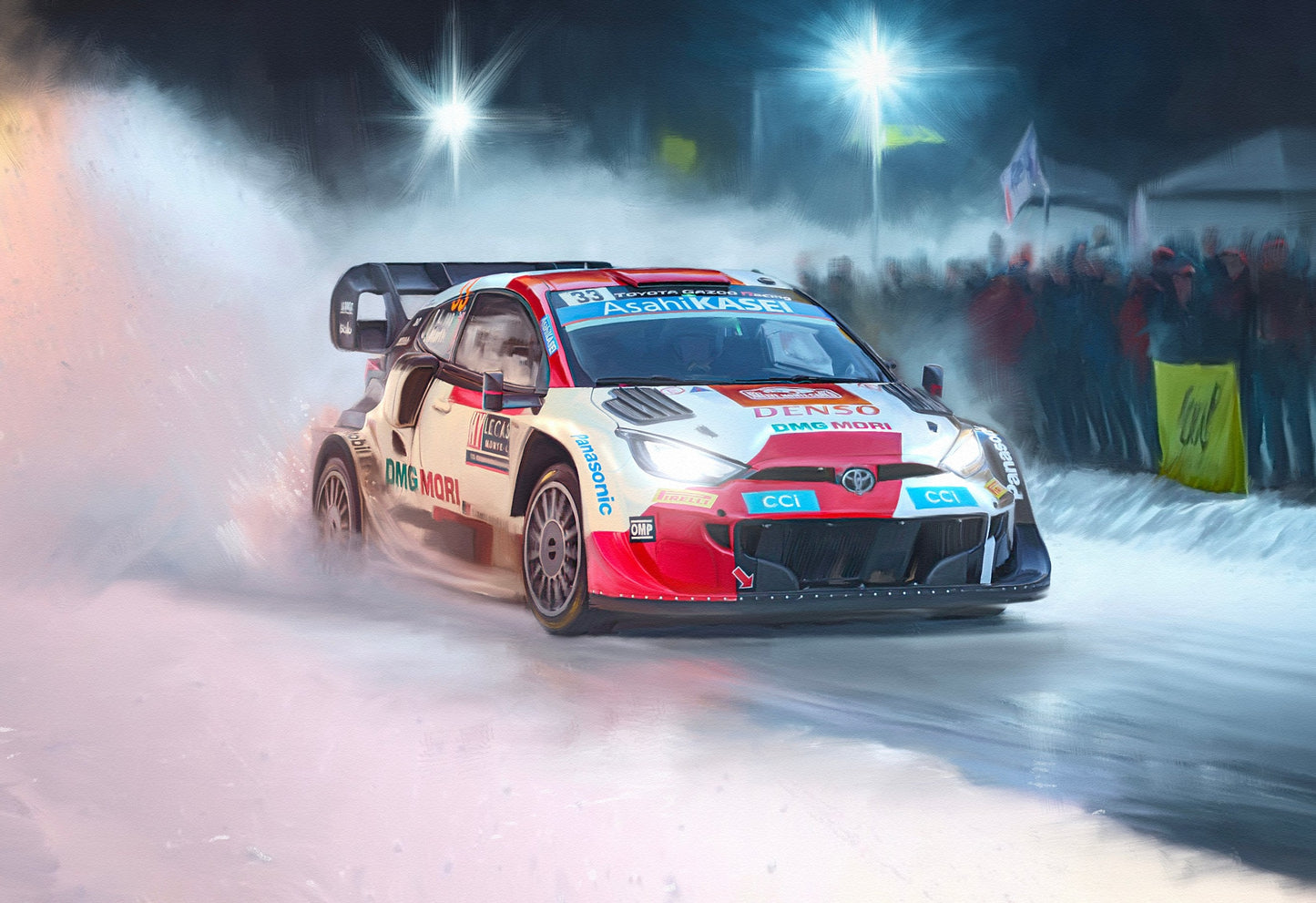 A painting of a Toyota GR1 rally car.