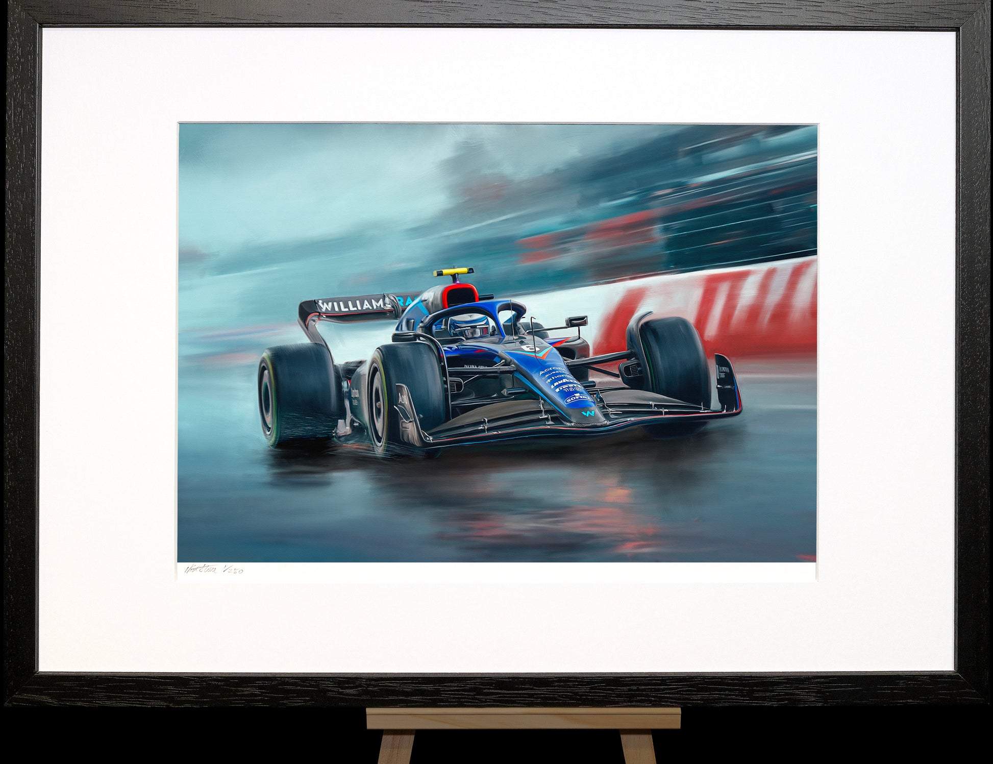 A painting of the Williams Racing 2023 F1 Car.