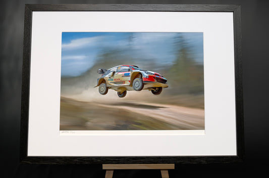 A painting of a Toyota GR1 rally car.