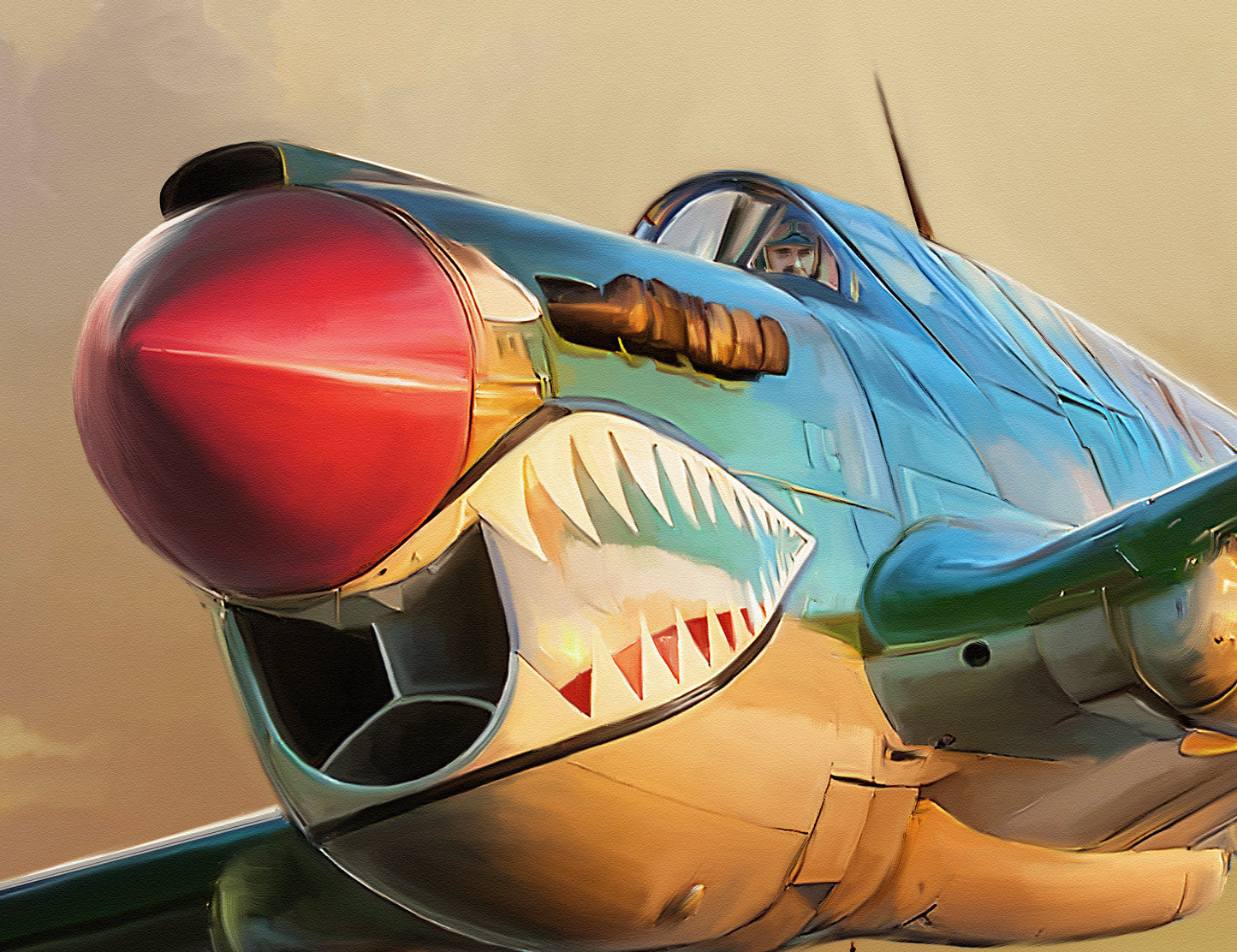 Warhawk Sunset – Curtiss P-40 Tomahawk Limited Edition Aviation Print