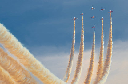 A painting of the Red Arrows.