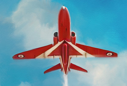 A painting of the Red Arrows
