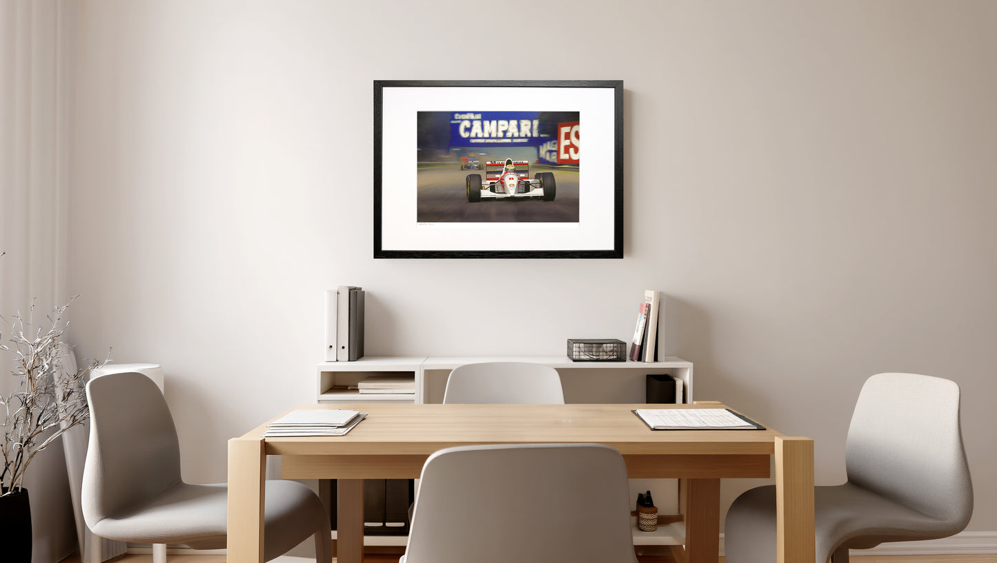 Full Throttle – Ayrton Senna McLaren MP4/8 Limited Edition Motorsport Print