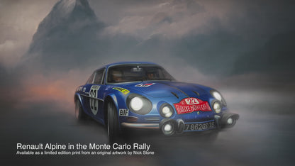 Renault Alpine Monte Carlo Rally limited edition art print by Nick Stone