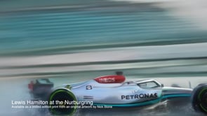 Lewis Hamilton Mercedes AMG F1 at the Nurburgring signed limited edition print by Nick Stone